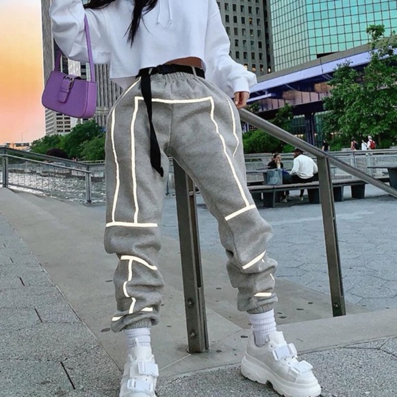 Grey Reflective Stripe Joggers - Picture 2 of 4